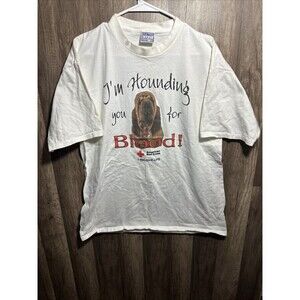 Vtg American Red Cross Shirt All Sport Event Hounding You For Blood Hound Dog XL